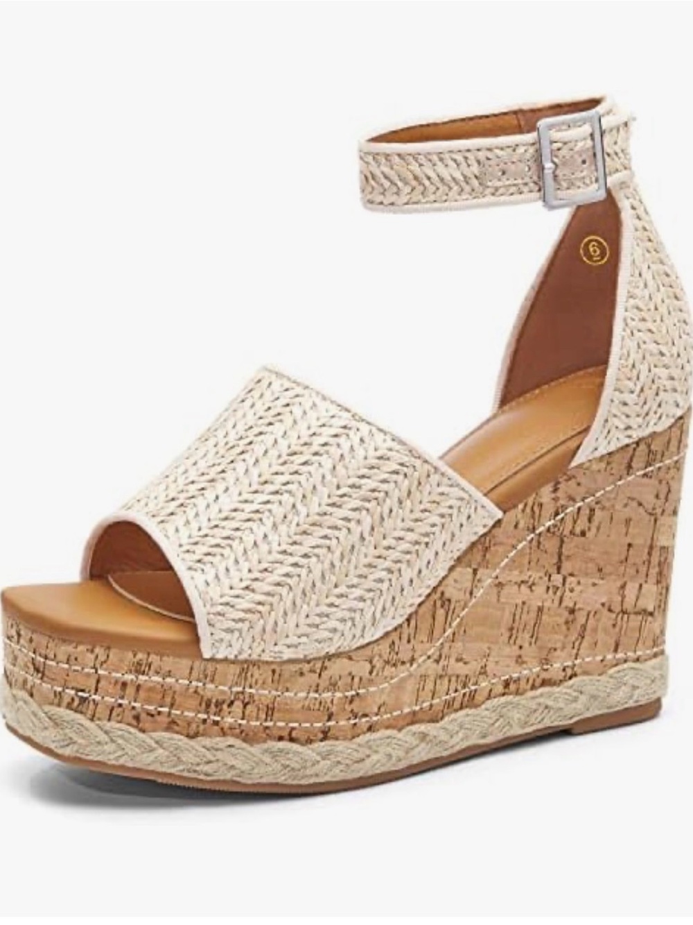 NIB R.gallica Braided Platform Wedge Sandals - Neutral Cork Espadrilles Size 8